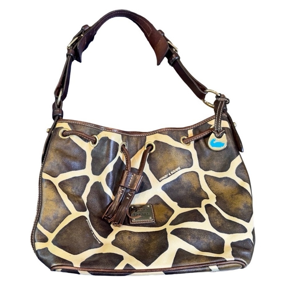 DOONEY & BOURKE VTG Y2K Giraffe Print Leather Hobo Bag Shoulder Bag Bucket